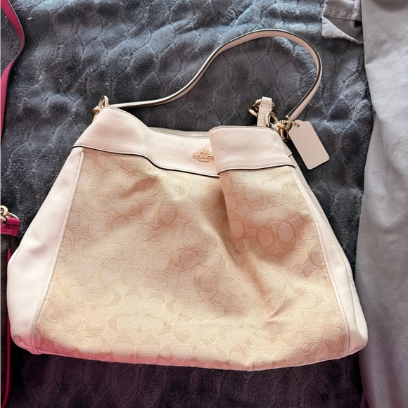 Coach Handbags - Coach Pale Pink Signature Hobo Shoulder Bag
